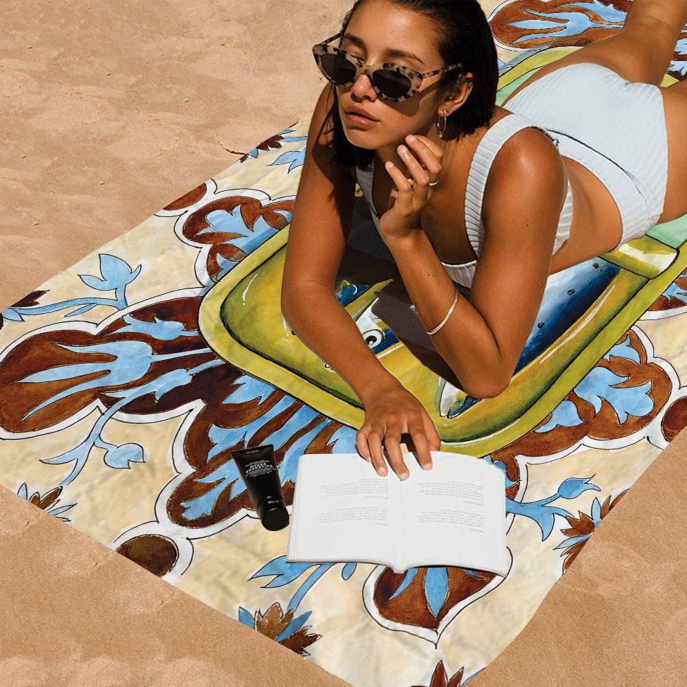 Asciugamani da Spiaggia in Microfibra Colorati Sardina Aragosta Pesce Grande Asciugamano ad Asciugatura Rapida Asciugamani da Spiaggia Sabbia Asciugamano per Piscina per Viaggio Piscina Nuoto Yoga