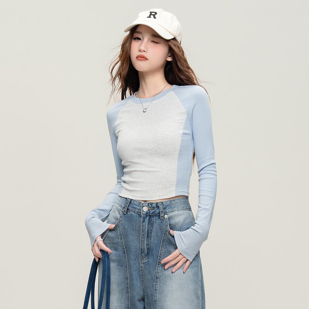 [Camiseta de chica picante estilo americano de color contrastante]