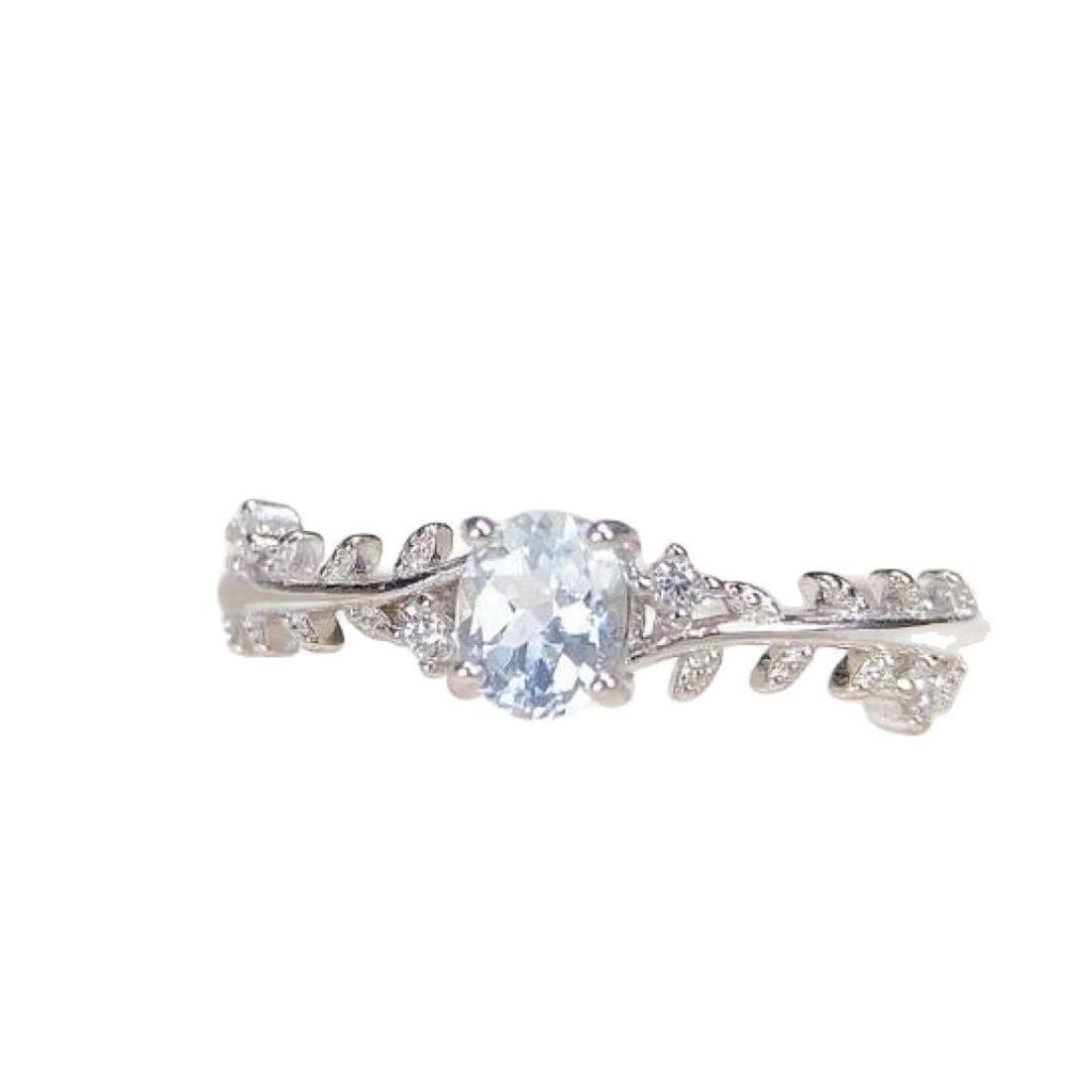 2025 Natural Aquamarine Ring in S925 Silver - Elegant Court Design for Women