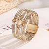 Bracelets Bohémiens pour Femmes Boucle Magnétique en Alliage Bracelet Multicouche en Cuir PU Bracelet de Fête