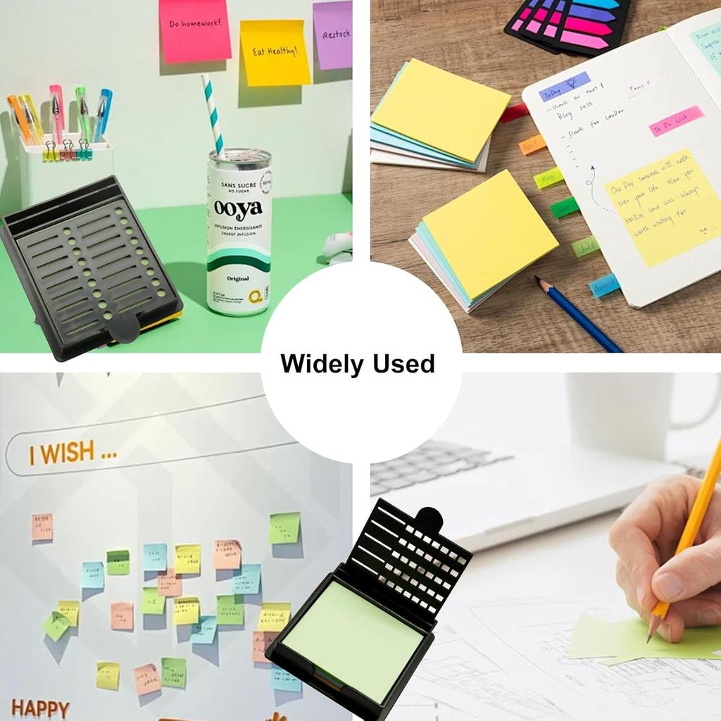Sticky Note Holder with Five Different Templates & Sticky Notes,Dispenser Applicable Size 3x3 Inches, Sticky Stencil & Holder Suitable for Home or