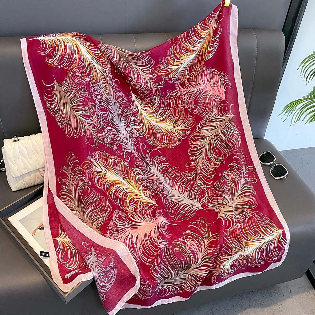 Women Cotton Linen Rose Print Scarf Shawl Hijab Muslim Long Headscarf Scarves Head Wraps Long Female Head Scarf