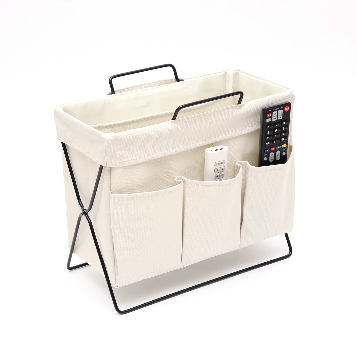 

Strellia Mirado Стойка для журналов Настольный столик Диван Боковой Держатель газет Гостиная Офис Сумка Хранение одеял 3 кармана Ручка Пульт дистанционного управления Планшет слоновая кость