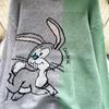 Autumn Winter Women College Style Cartoon Rabbit Knitted Sweater Pullover Tops For Girl