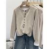 Haut à Manches Longues Henley Imitation Cachemire Mousseux pour Femme – Couche de Base Style Épicé Automne/Hiver