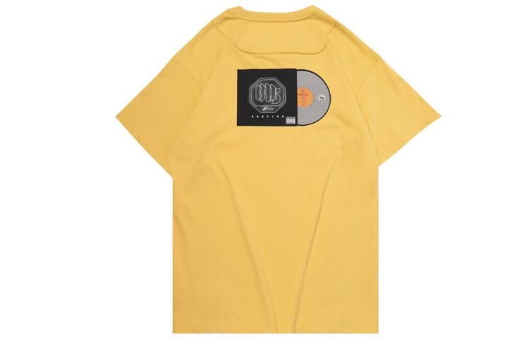 Li Ning BADFIVE T Shirts Men's Milk Candies Yellow Crew Neck Moderate Straight Fit AHSQ307-3