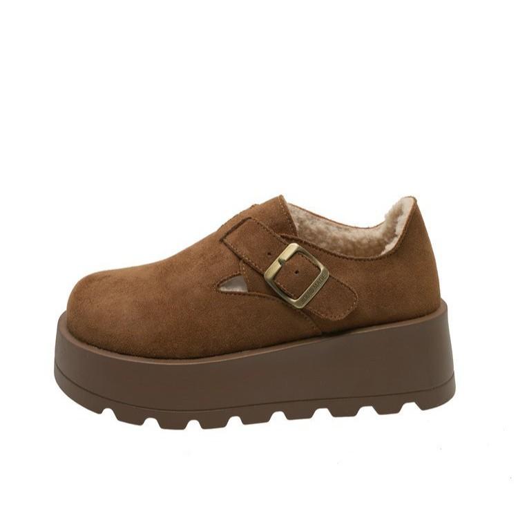 Soft Leather Version~ Platform-soled Boken Shoes Women's 2025 Winter New Velvet Warm Comfortable Fashion Matte Casual Cotton Shoes