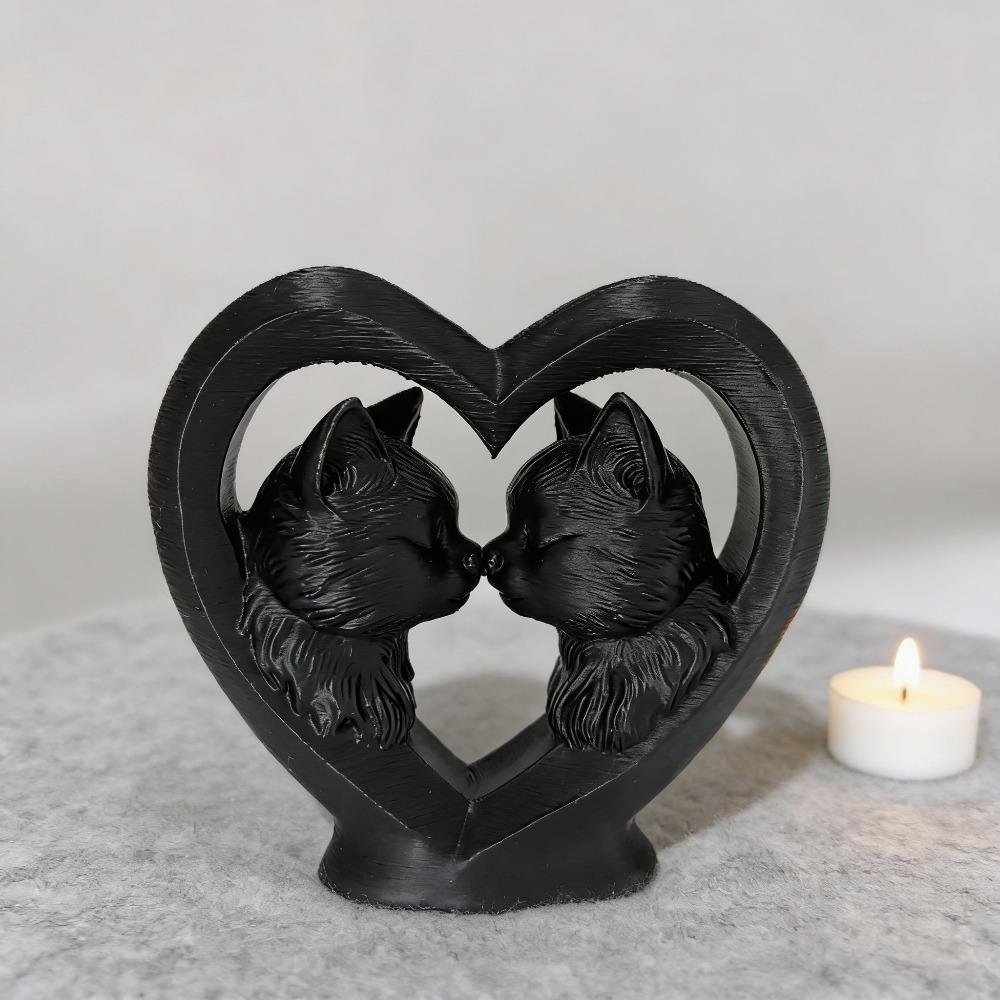 Love Couple Cat Statue Ornament, Kiss Couple Cat Sculpture, Love Cat Home Desktop Decoration, Perfect Gift for Cat Lovers