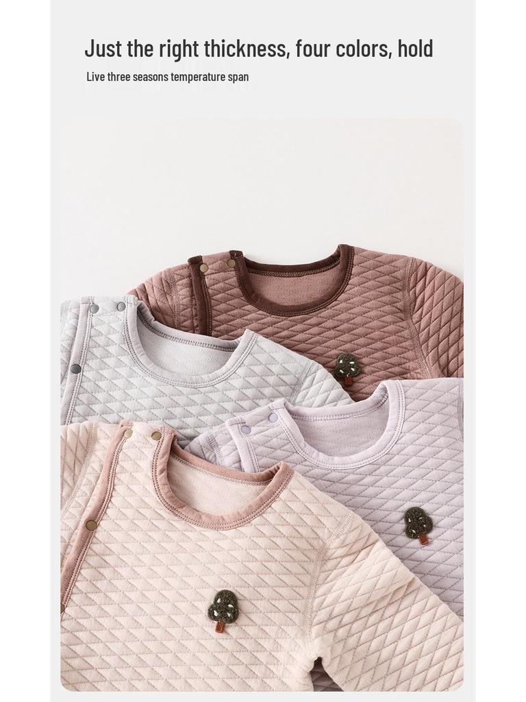 Class A Long-Sleeved Baby Romper for Spring and Autumn - Warm Oblique Placket Infant Jumpsuit
