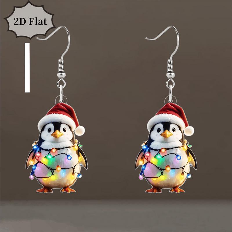 Рождественские акриловые серьги-подвески в виде снеговика - Празничные и стильные