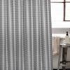 180x180CM Shower Curtain with Stainless Steel Buckle 12 Hooks Grey Grid PEVA Bath Curtain Set for