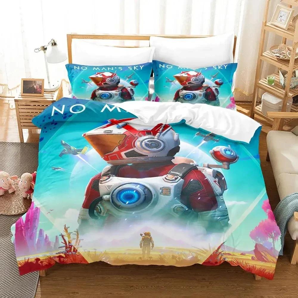 3D Print Game No Mans Sky Bedding Set Duvet Cover Bed Set Quilt Cover Pillowcase Comforter King Queen Size Boy Adult Bedding Set