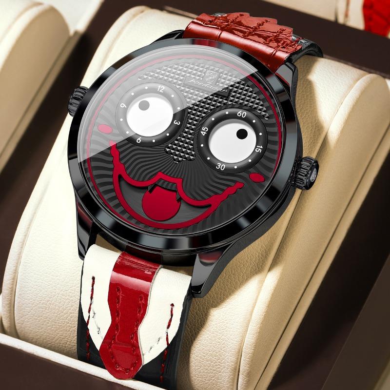 Top Brand Cross-border New Clown Men's Watch Fashion Personality Waterproof Belt Watch