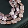 1String, Handmade Rectangle Pearl 15×20mm, Purple Natural Freshwater Pearl Beads for Jewelry Making DIY Necklace Bracelet, Luxury Crafts 36cm