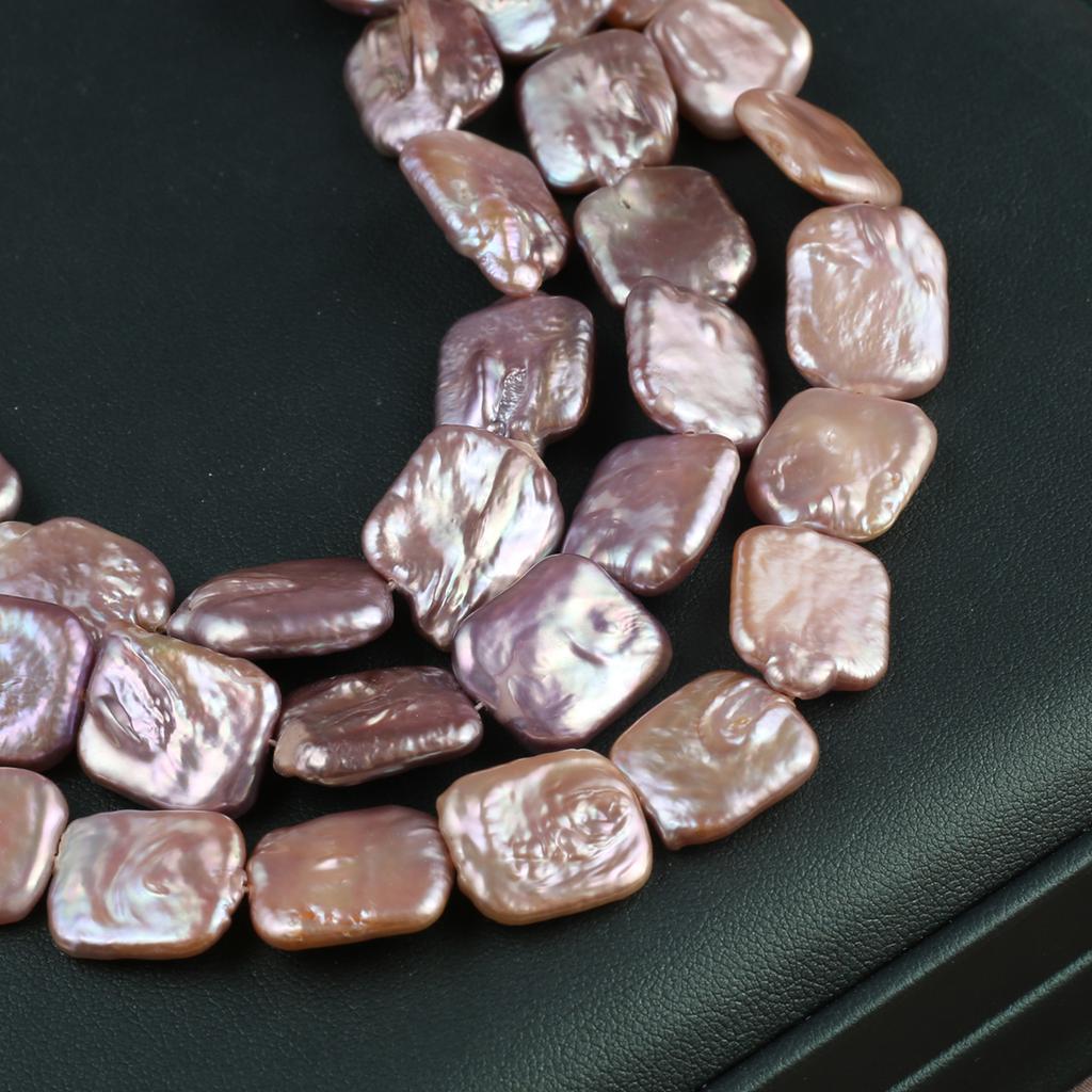 1String, Handmade Rectangle Pearl 15×20mm, Purple Natural Freshwater Pearl Beads for Jewelry Making DIY Necklace Bracelet, Luxury Crafts 36cm