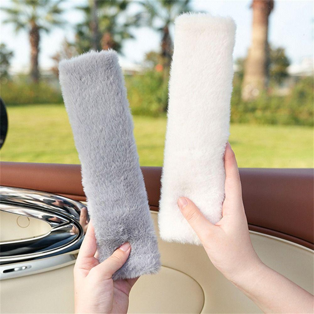 Warmer Pad Car Seat Belt Cover Soft Plush Safety Belts Protector Winter Warm