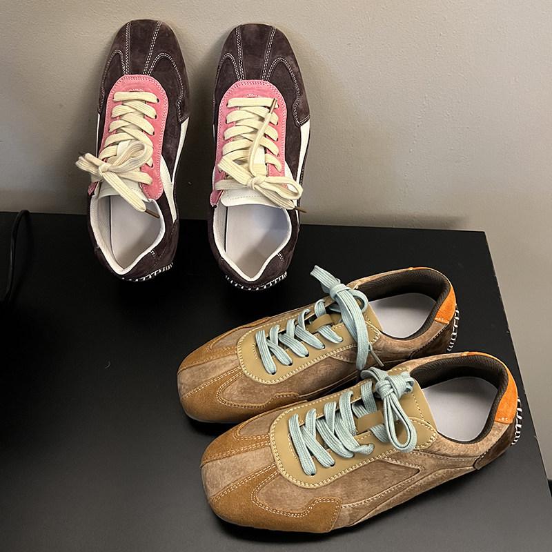 Classic Round Head Casual Shoes Ultra-Light British Trendy German Training Shoes Men'S Retro Thin-Soled Shoes Commuting
