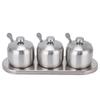 304 Stainless Steel Seasoning Pot Set 300ml With Lid Spice Jar Set With Serving Spoons With Non-slip Base
