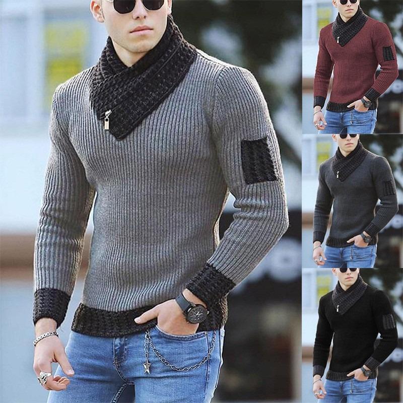 Fashion Color Block Warm Casual Neck Scarf For Men Winter Daily Wear