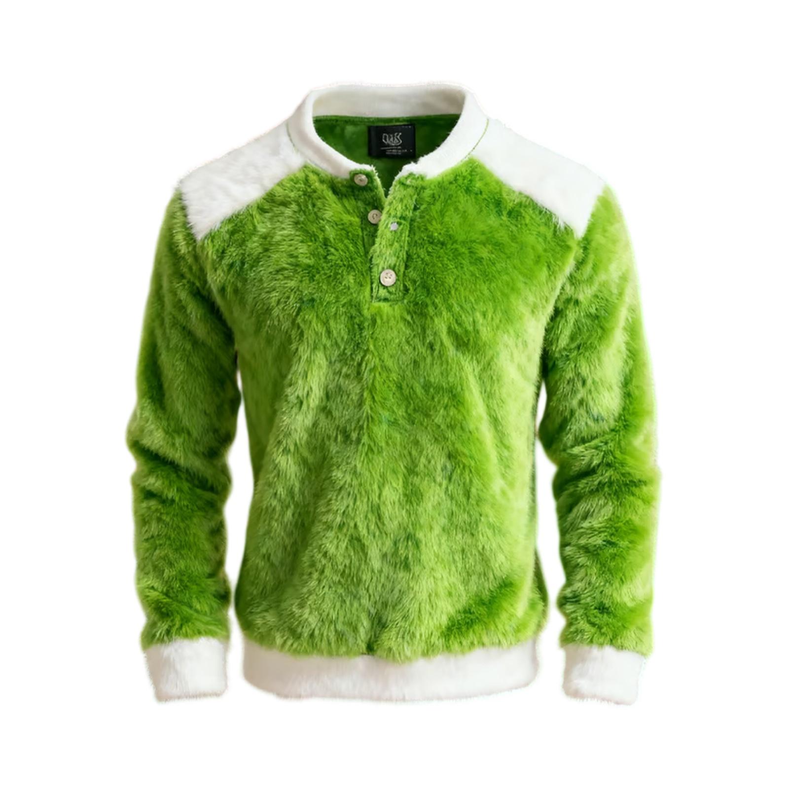 

Men s Plush Fall And Winter Warm Long Sleeve Sweatshirt Top S зелёный