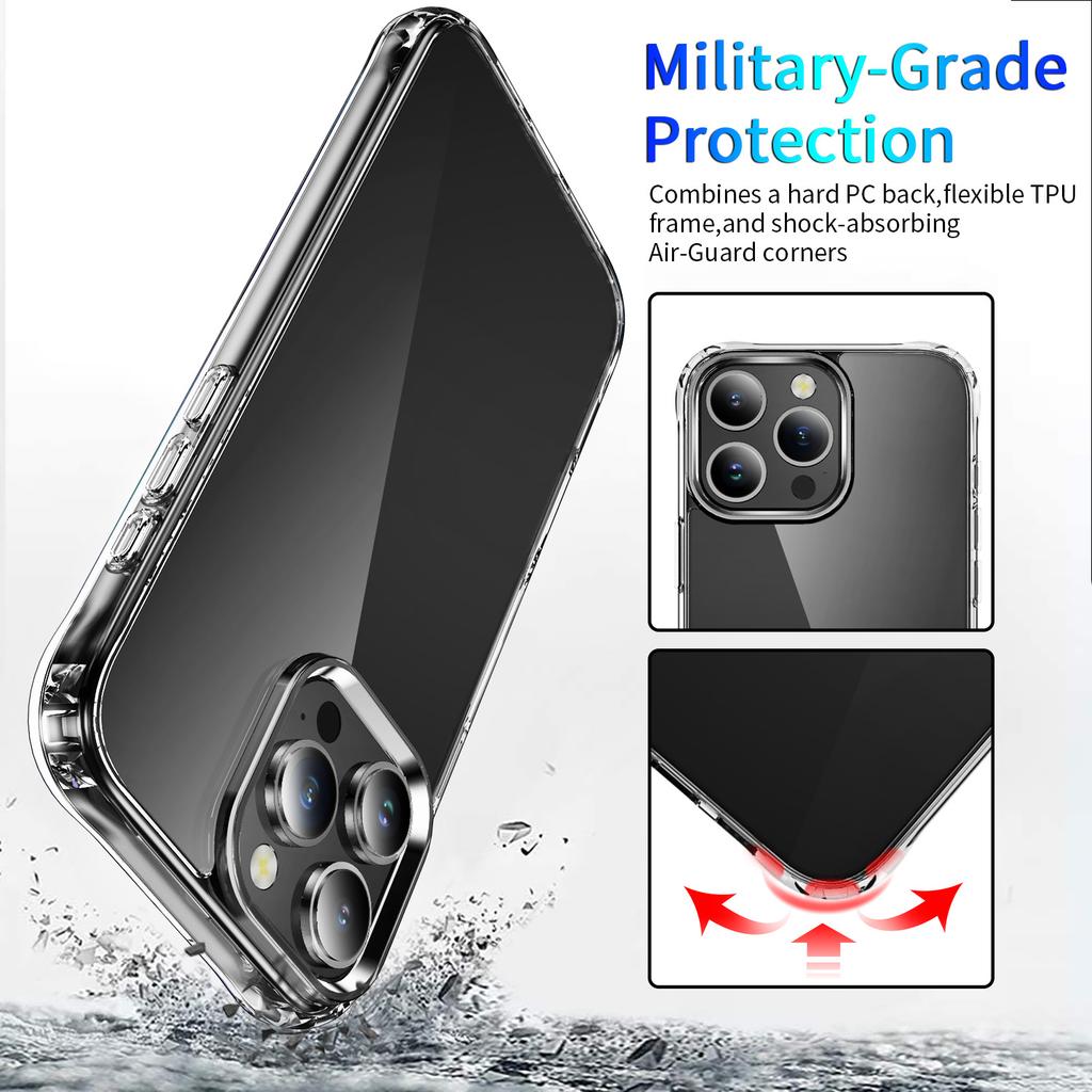 Premium Clear Anti-Yellowing Case for iPhone 17 Air 16 Plus 15 pro max, Shockproof Anti-Drop Air Buffer Corners Non-Slip Comfort Grip Phone Cover