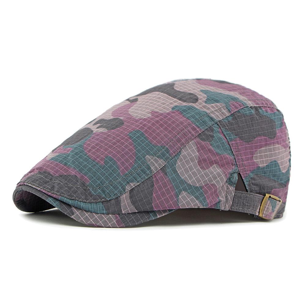Camouflage Cap Men's Summer Beret British Vintage Sunscreen Quick-Drying Cap Women's Peaked Cap