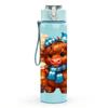 1PC Cozy Bear Campfire Winter Pattern 750ml Color Plastic Sports Water Bottle Leakproof Flip Straw Lid Suitable for Sports Office Home Use