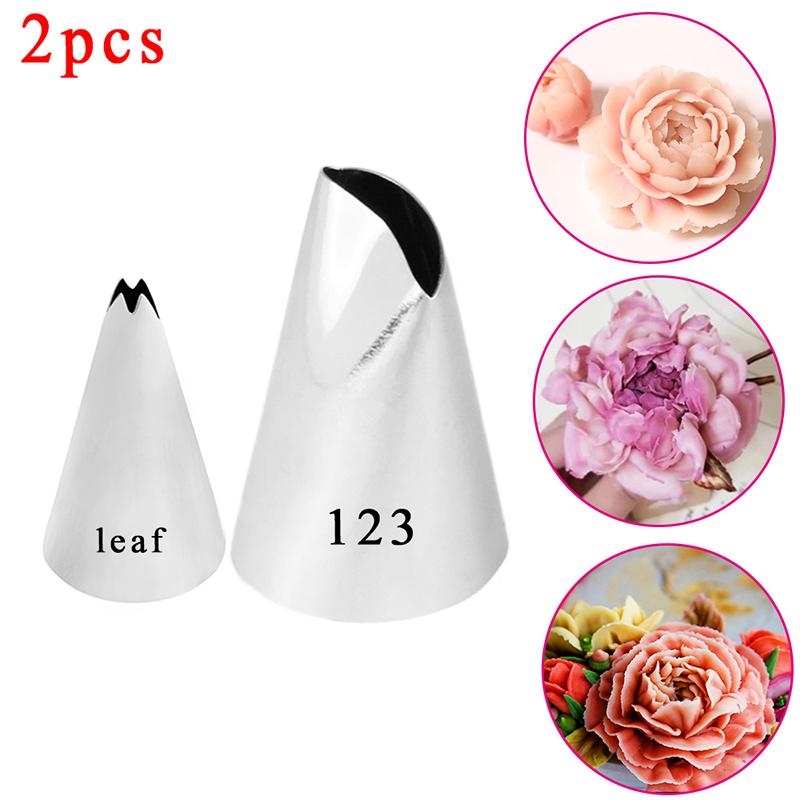 2pcs Rose Leaf Large Icing Piping Nozzles Russian Nozzles Pastry Tips Cake Decorating Tools Cream Fondant Pastry Nozzles # 123