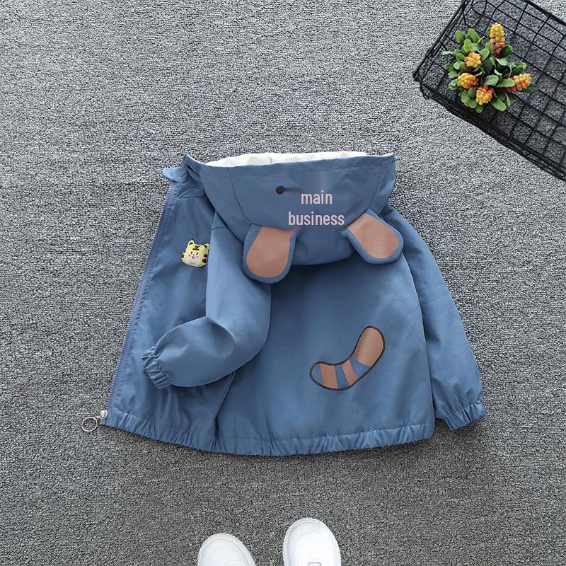 2025 Kids' Korean Style Cartoon Tiger Hooded Jacket - Spring/Fall New Arrival