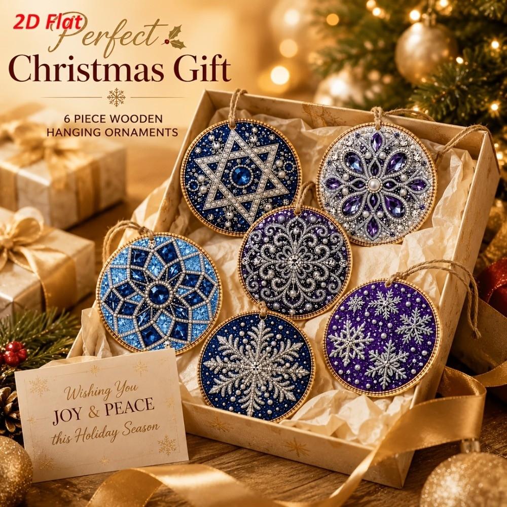 6pcs DIY Craft Wooden Christmas Ornaments Santa Xmas Tree Hanging Ornament New Year Gift