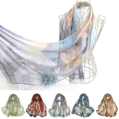 Breathable Silk Scarf Sun-Resistant Long Wraps Durable Sunscreen Hijab for Women