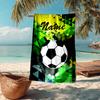 Custom Name Ultra-Soft Beach Towel with Soccer Theme,Ideal for Pool - Camping, Diving - Perfect Travel Essential, Vibrant Beach Towel.