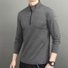 Men's Sports Shirts Stand Collar Half Zip Sweatshirt Solid Color Slim Fit Long