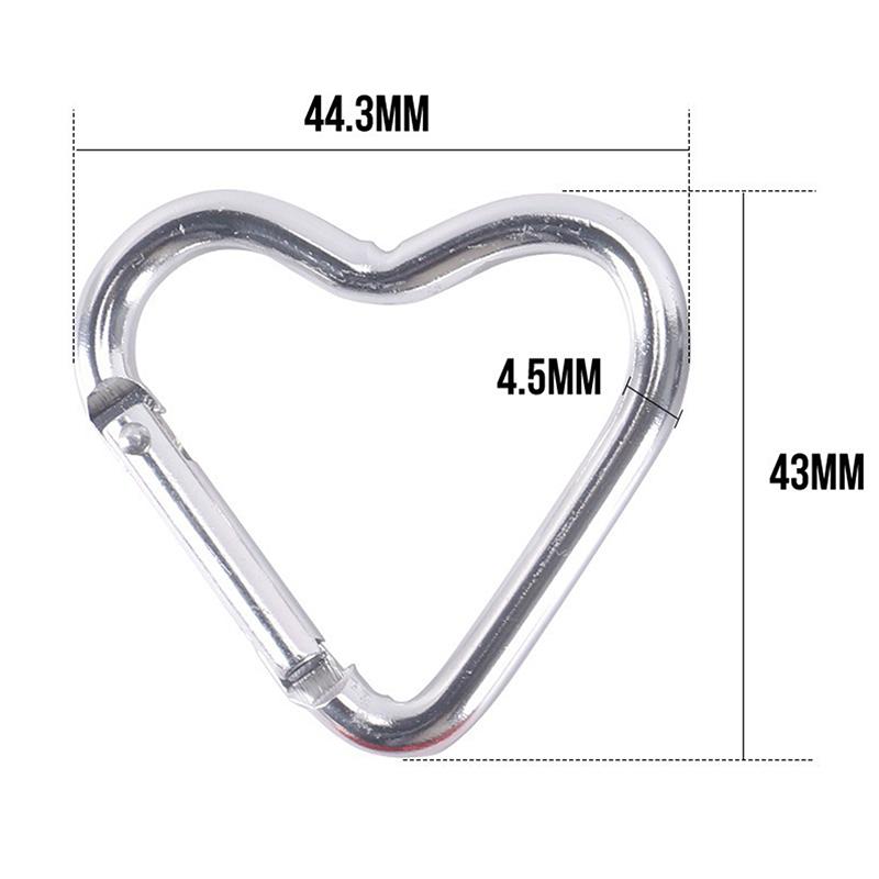 Heart-Shaped Aluminum Carabiner Key Chain Clip Outdoor Keyring Hook Water Bottle Hanging Buckle Travel Kit Accessories