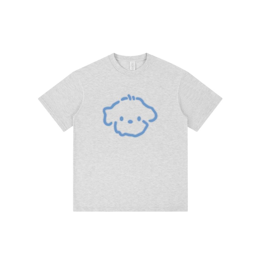 Blurred Lines Dog Print Unisex Streetwear T-Shirt: Trendy & Loose Fit for Couples