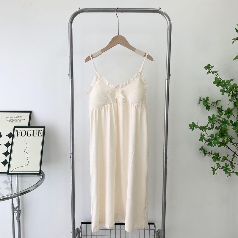 Women's Nightdress with Suspenders Nipple Coverage 2024 Summer New Arrival Sweet Soft National Style Clouds Cotton Padded Cotton Silk Skirt