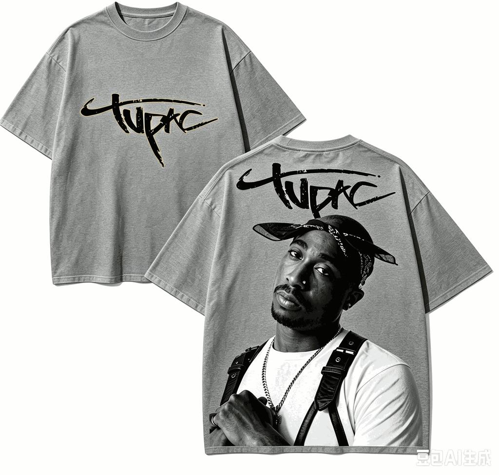 Tupac Shakur für Fan-Geschenk T-Shirt Herren Damen Harajuku Oversized Unisex Kurzarm Streetwear Hohe Qualität Klassisch Weich Y2k Ins