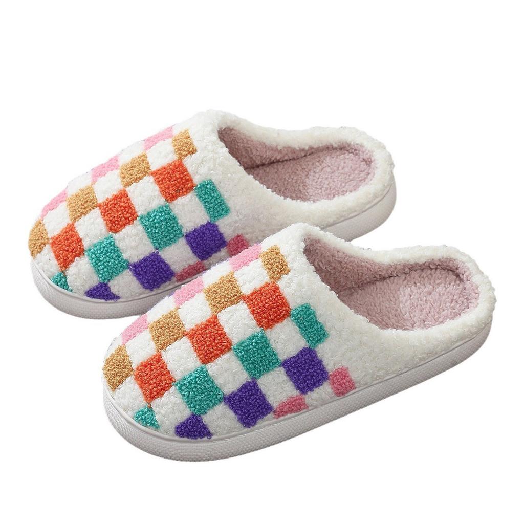 Chihuahua Slippers For Women Men'S And Women'S Indoor Home Warm Winter Colorful Plaid Printed Cotton Slippers Sandalias De Mujer