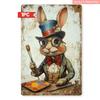 Tin Sign Retro Easter Rabbit Floral Wall Art Home Holiday Decor Metal Poster
