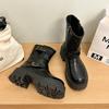 Ankle Women's Boots Flats Fashion Platform Leather Shoes  Winter Motorcycle Boots New Trend Buckle Designer Mujer De Botas
