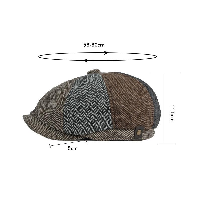 Patchwork Octagonal Cap Men's Retro Beret Women's British Newspaper Cap Painter's Cap Ivy Gatsby Octagonal Hats Hombre Gorras