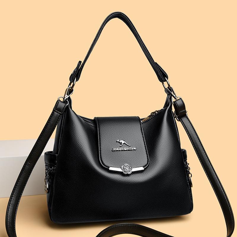 Retro Women's Bag Temperament, Versatile Soft Leather Texture Shoulder Bag, Large Capacity Can Be Carried Crossbody Mother Bag