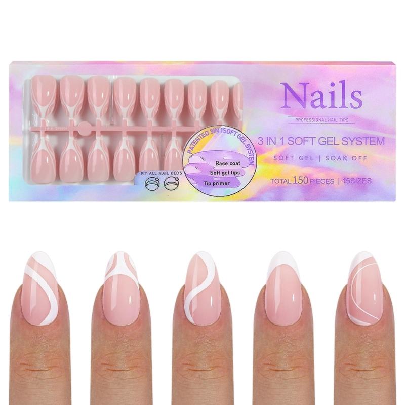 

French Nail Tips for Fashion Enthusiasts 150pcs Reusable and Practical Press on Nails Comfortable for Daily Wear
