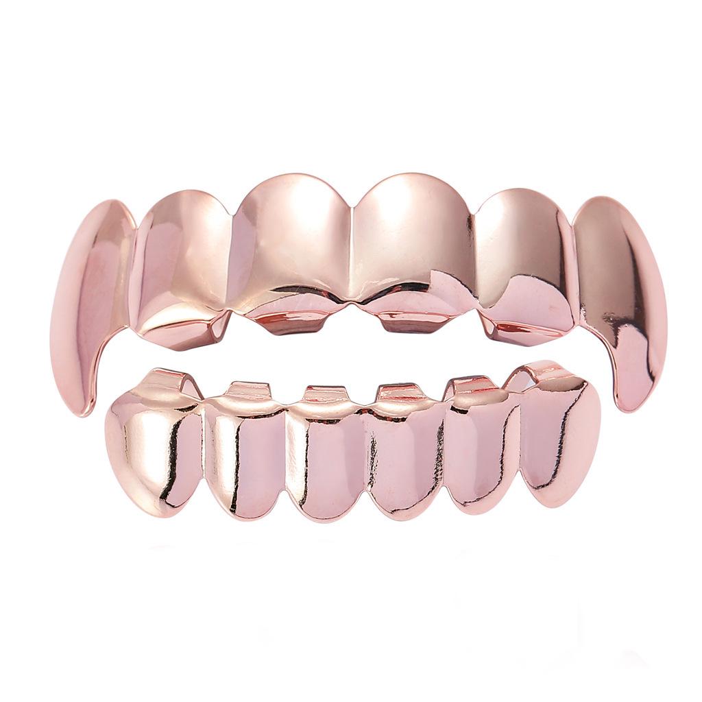 Gold Plated Shiny Canine Hip Hop Grillz Set - 6 Teeth Cool Jewelry