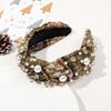 Crystal Top Knot Headwear Beaded Head Hoop Luxury Christmas Wide Headbands  Women