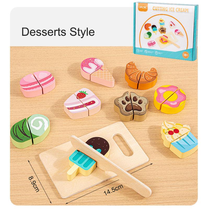 Educational Accessories Wooden Kitchen Pretend Toy Simulation Cutting Fruit Food Game Velcro Play Kitchen Montessori Toy For Kid