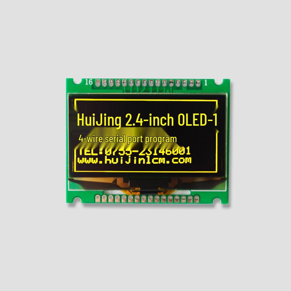 12864 OLED Display: Black Background, Yellow Text, SPI/I2C/Parallel Port, -40°C Low Temperature Resistance.