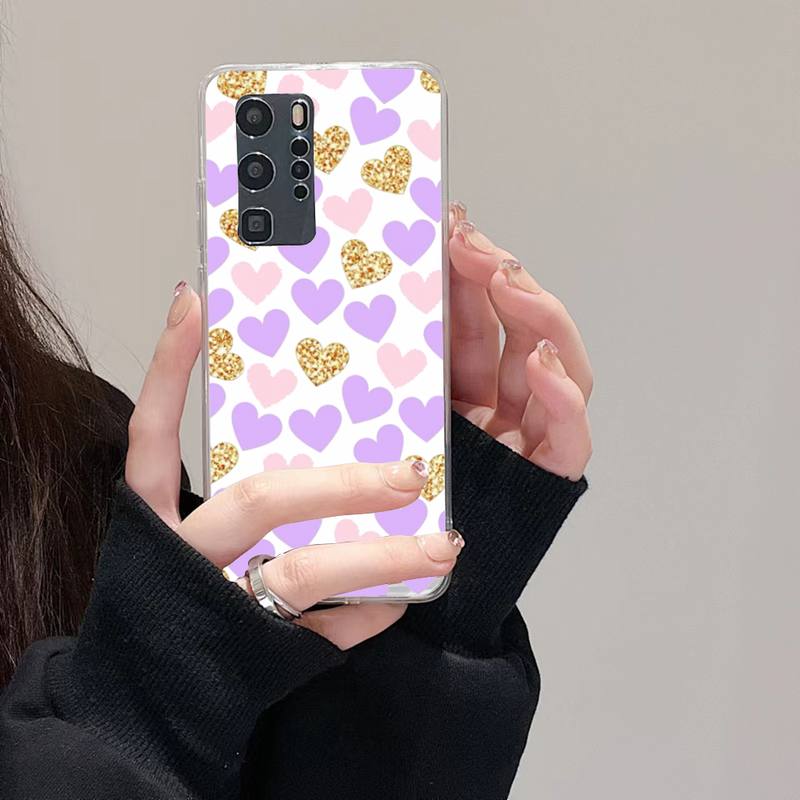 Loving Heart Ripple Phone Case For Huawei Mate P10 P20 P30 P40 P50 Smart Z Honor 50 60 70 Pro Lite Transparent Case