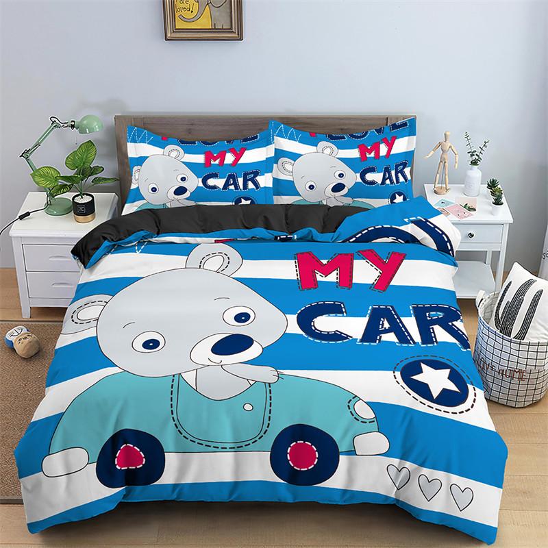 Cartoon Bear Duvet Cover Cute Animals Comforter Cover 2/3PCS Bedding Set Twin Full For Girls Children Kids's Bedroom