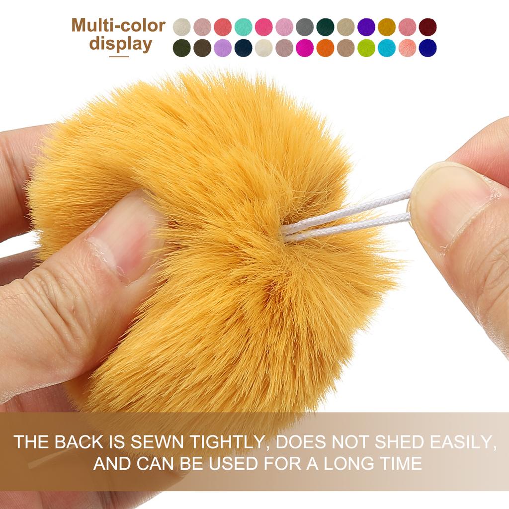 Faux Fur Pom Poms for Hats 6Pcs Fluffy Soft Fur Poms Balls with Elastic Loop for Keychain Knitting Hats DIY Gloves Bag Christmas